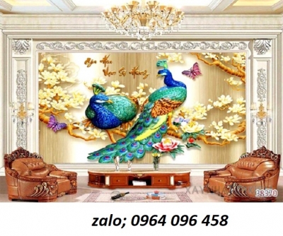 Tranh chim công 3d tranh gạch 3d chim công - SFCD3