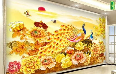 Tranh gạch 3d chim công - XBC32