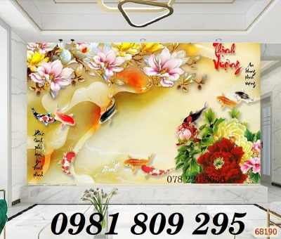 Gạch tranh 3d - tranh cá chép phong thủy