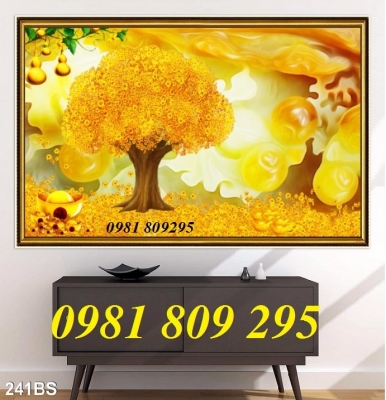 Tranh gạch men 3d cây tiền vàng sứ ngọc