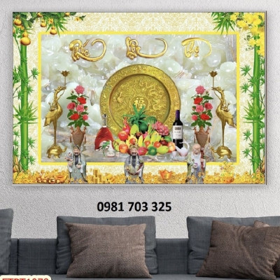 tranh 3D phòng thờ, gạch tranh ốp tường