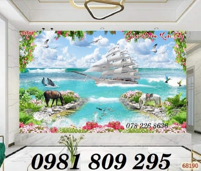 Tranh gạch 3d phòng khách - tranh thuyền buốm