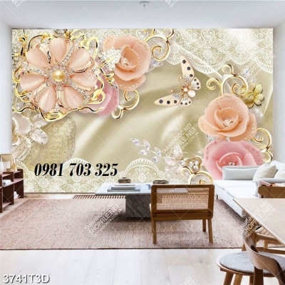 Tranh gạch 3D trang trí hình hoa đẹp