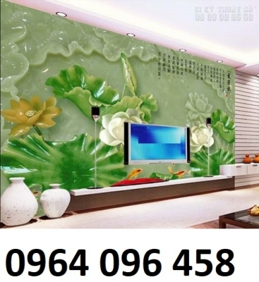 Tranh hoa sen 3d - tranh gạch 3d hoa sen - 74XP