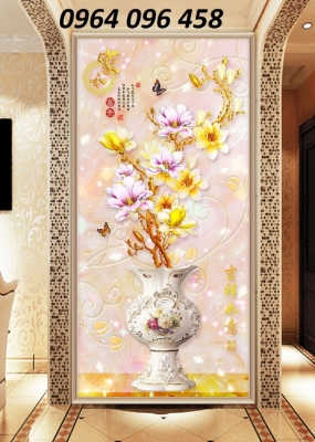 Tranh gạch ốp tường 3d bình hoa - BCCX33