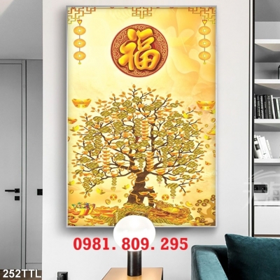 Tranh gạch cây kim tiền , gạch tranh