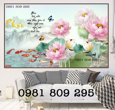 Tranh ốp tường , gạch trang trí 3d hoa sen