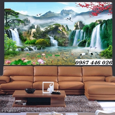 Gạch ốp tường tranh gạch phong cảnh thác nước HP7222