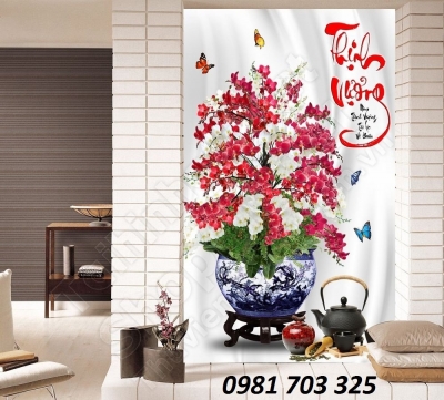 Tranh gạch đẹp 3D hoa đào