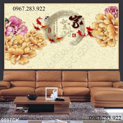 Tranh 3D- Tranh hoa mẫu đơn