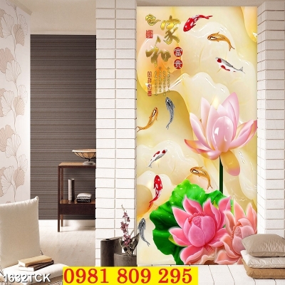 Gạch 3d khổ đứng hoa sen