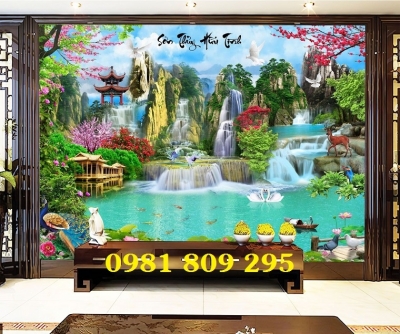 tranh gạch  , gạch 3d ốp tường phòng khách