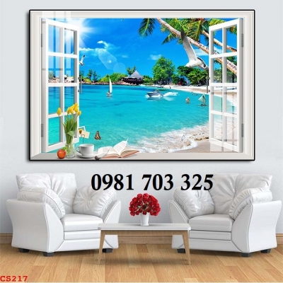 Gạch tranh cửa sổ 3D trang trí