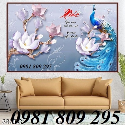 Gạch tranh con công trang trí JP8547