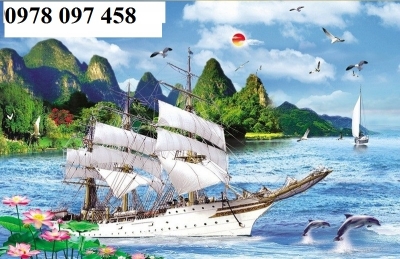 Gạch tranh 3D - tranh thuyền buồm