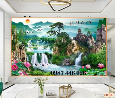 Gạch ốp tường tranh thác nước đẹp HP0283