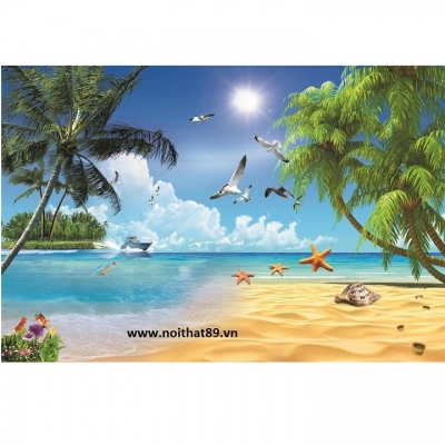 Tranh phong cảnh-Tranh gạch 3D bãi biển