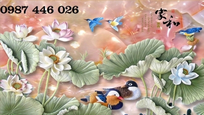 Tranh gạch men hoa sen ngọc bích HP97273