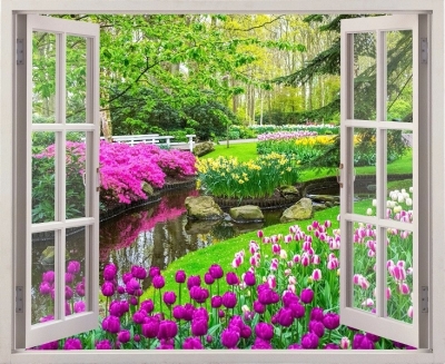 tranh 3d cửa sổ - tranh gạch 3d - DNM87