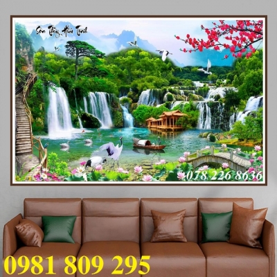 Gạch tranh 3d phong cảnh vườn hoa