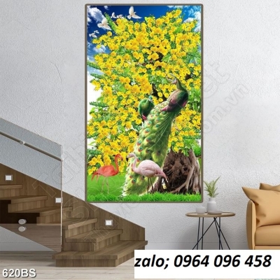 Tranh gạch 3d hoa mai vàng - BVCC4