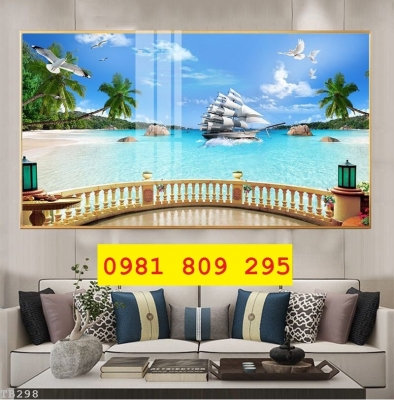 Tranh gạch thuyền buồm cao cấp