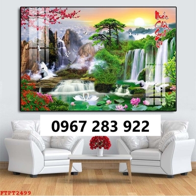 Tranh gạch thác nước 3d phong thủy