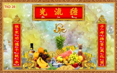Phòng thờ gia tiên - gạch tranh dán tường