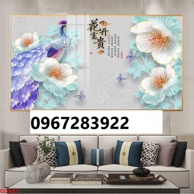 Tranh gạch 3d chim công trang trí tường