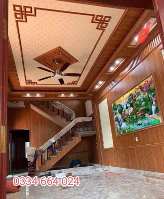 Ốp trần nhựa giả vân gỗ hoàn thiện Hà Nội