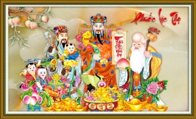 Gạch tranh 3d ốp tường phúc lộc thọ - 2KMNB6