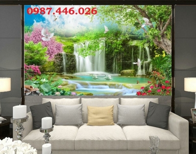 Gạch tranh 3d phòng khách đẹp HP9833