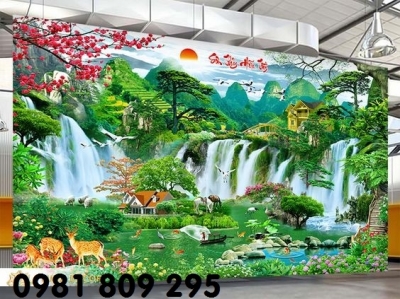 Gạch tranh 3d phong cảnh- tranh thac nước