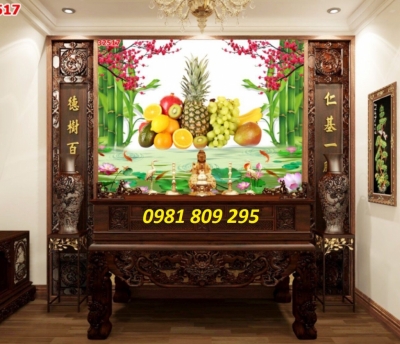 tranh gạch ốp tường 3d phòng thờ