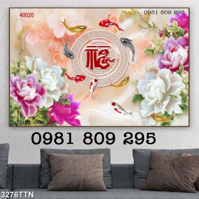 Tranh gạch hoa mẫu đơn 3d
