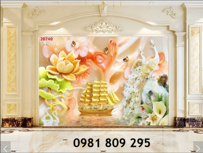 Tranh gạch chim công , gạch 3d phòng ngủ vợ chồng