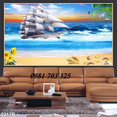 Tranh thuyền buồm phong thủy- gạch tranh 3D