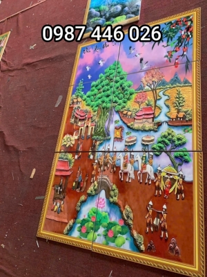 Tranh gạch men làng quê HP7822