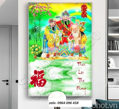 Tranh gạch 3d ốp tường phong thủy phú lộc thọ - DVC33