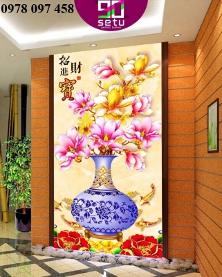 TRanh gạch 3D bình hoa