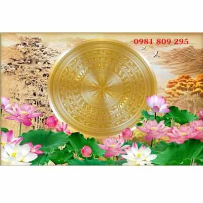 Tranh 3d hoa sen , gạch tranh 3d trang trí HN8988