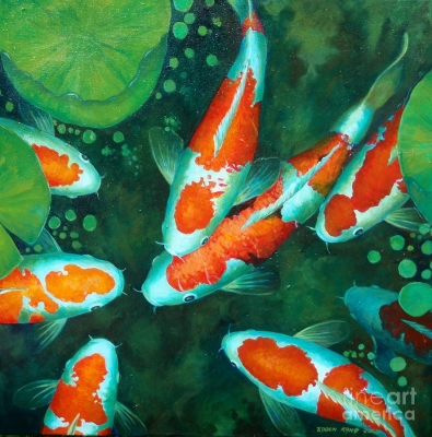 Tranh gạch 3d cá koi - GVVV4