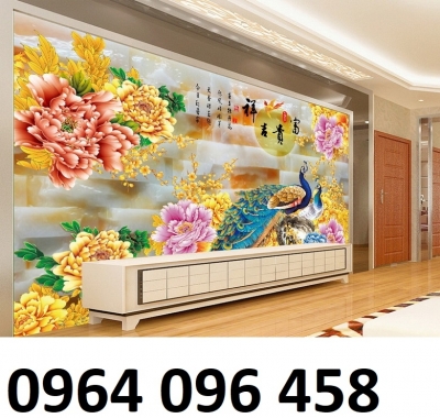 Tranh gạch 3d ốp tường tranh chim công - CXVV65