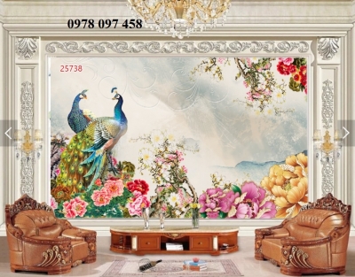 Tranh gạch men - tranh chim công