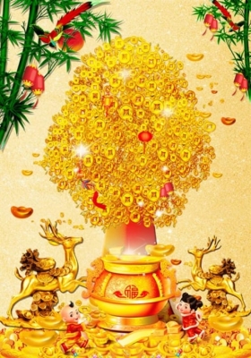 Tranh gạch cây kim tiền 3d - CX32