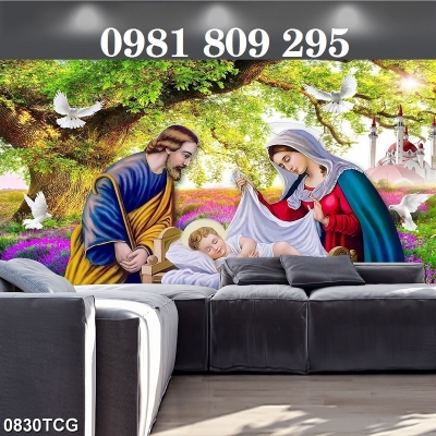 Tranh gạch-Tranh 3D công Giáo phòng khách