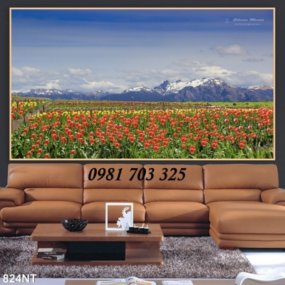 Gạch tranh đẹp vườn hoa 3d