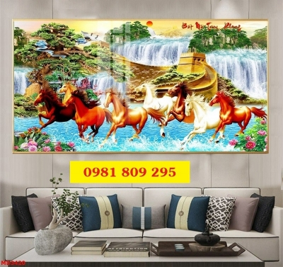 Tranh phong thủy bát mã, gạch tranh phong thủy GP365