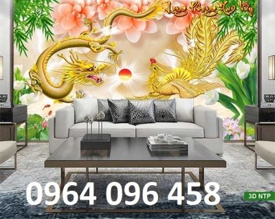 gạch tranh 3d rồng phượng -03SL