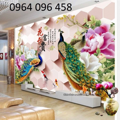 Gạch tranh 3d phong thủy phòng khách - XCVV77